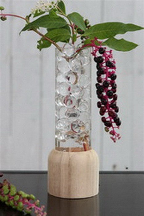 Glasvase auf Holzfuß Vase H18cm+25cm 2 Größen