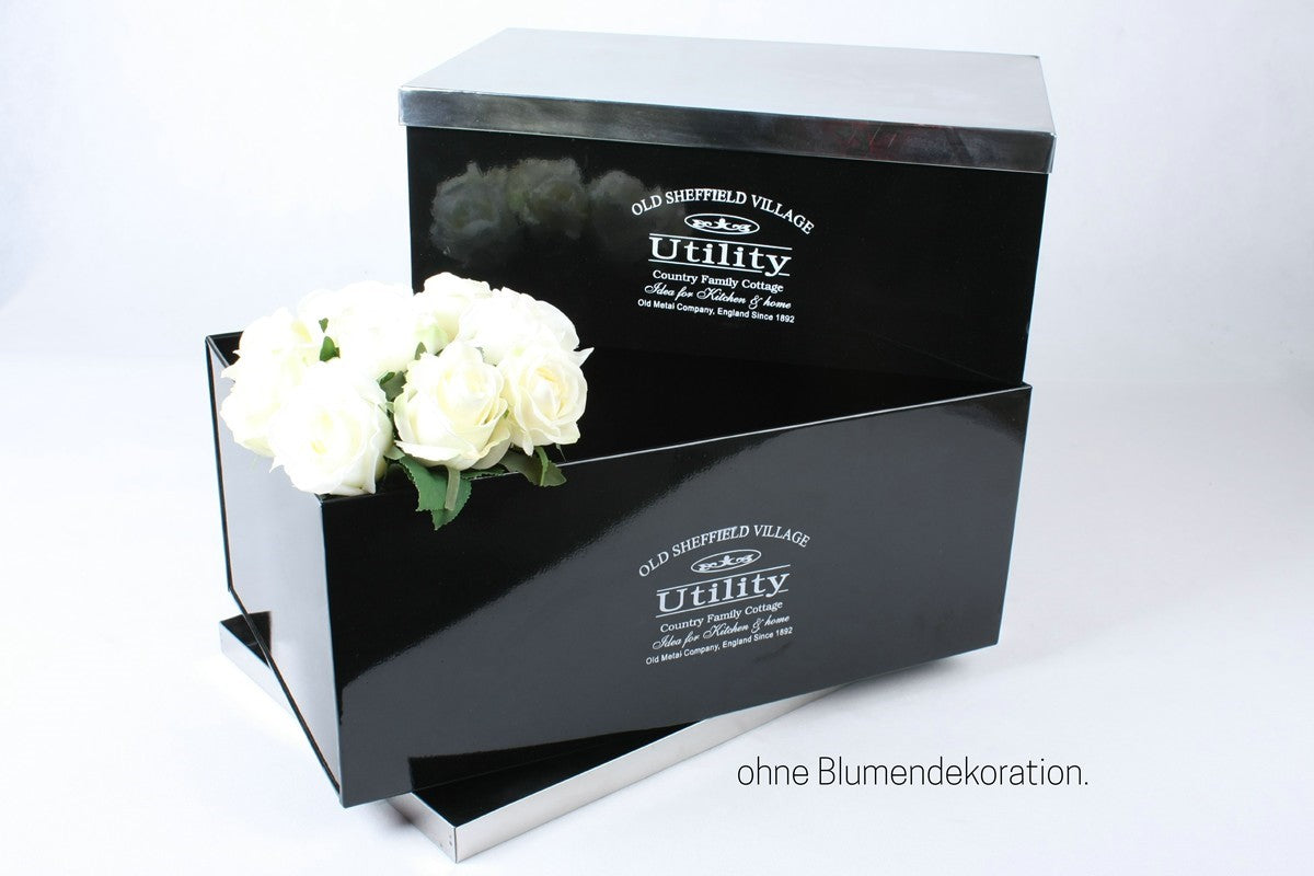 Metall Boxen mit Deckel schwarz 2erSet
