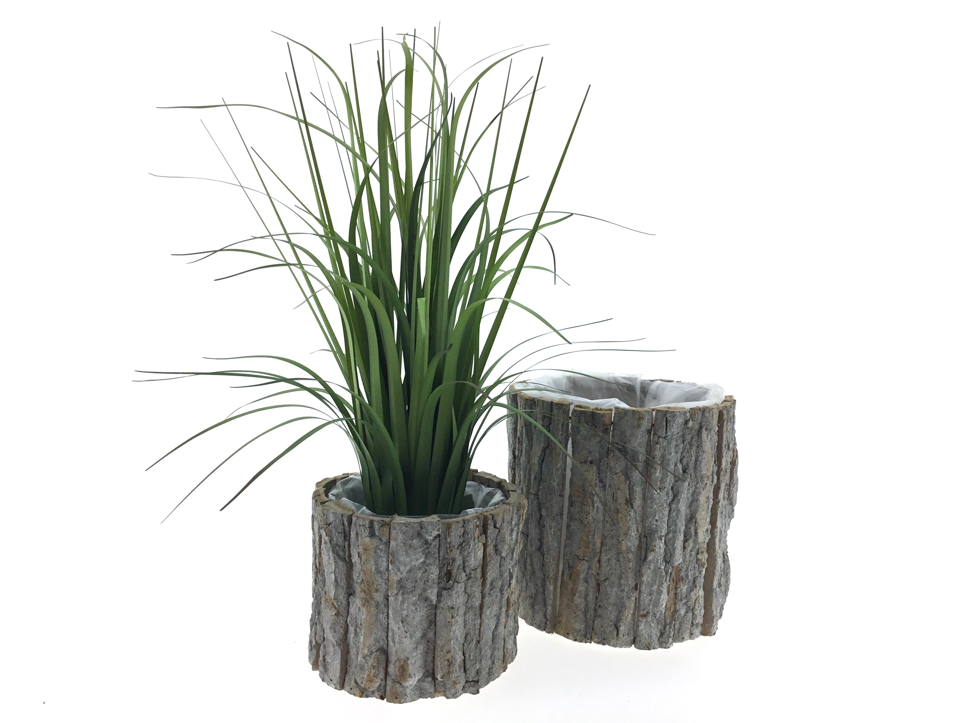 Blumentopf Holz Rinde Borke natur gekälkt Übertopf in 2 Größen wählbar