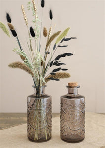 Glasflasche 2er Set farbig Flasche Vintage Vase grau Ø9cm H21cm