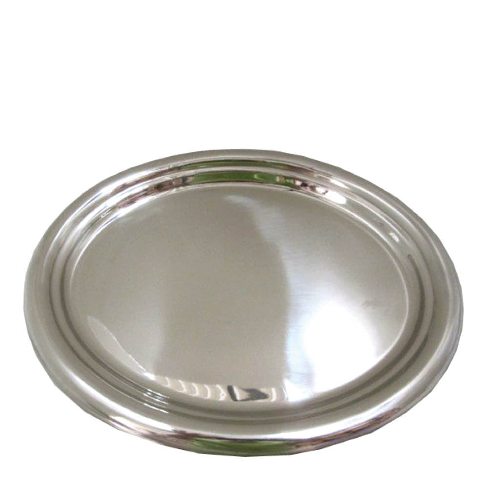 Tablett Metall oval 36x29cm silber glänzend