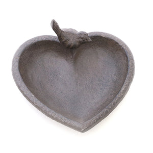 Vogelbad Vogel-Tränke Gusseisen Herz 14cm H6,5cm antik braun Bienen Futter-Stelle
