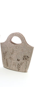 2x Pflanztasche Filz natur Wildblume Tasche Pflanzgefäß 27x6cm H27 Dekoration