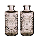 Lade das Bild in den Galerie-Viewer, Glasflasche 2er Set farbig Flasche Vintage Vase grau Ø9cm H21cm
