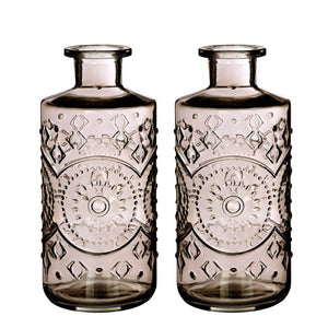 Glasflasche 2er Set farbig Flasche Vintage Vase grau Ø9cm H21cm