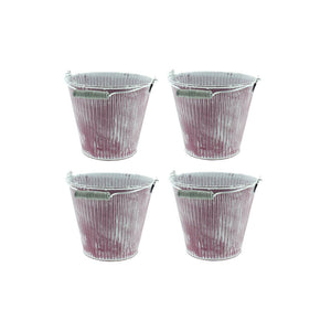 4x Metall Eimer mit Henkel Ø10cm H8cm brombeer Blumentopf