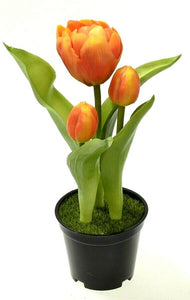 Tulpen im Topf Real Touch H23cm orange künstlich