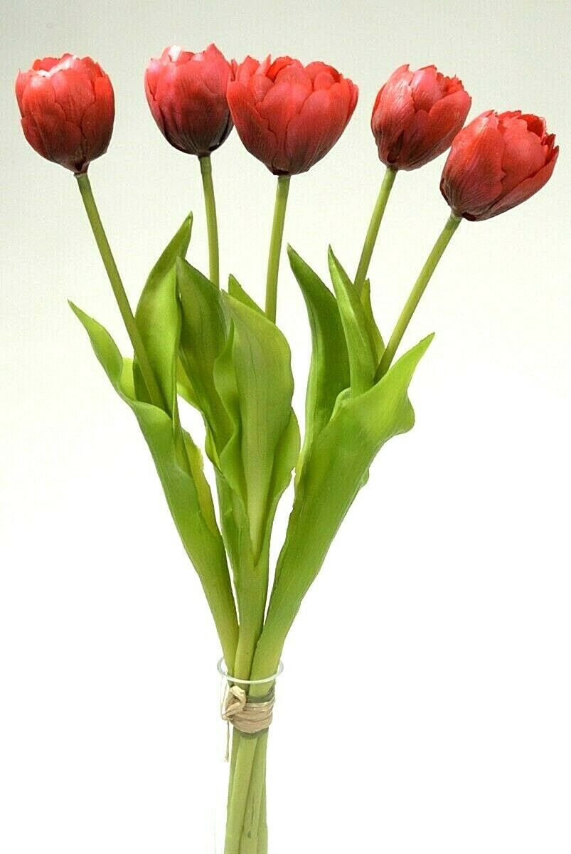 Tulpenbund Real Touch 43cm rot Paeonientulpen künstlich Tulpe 5St.