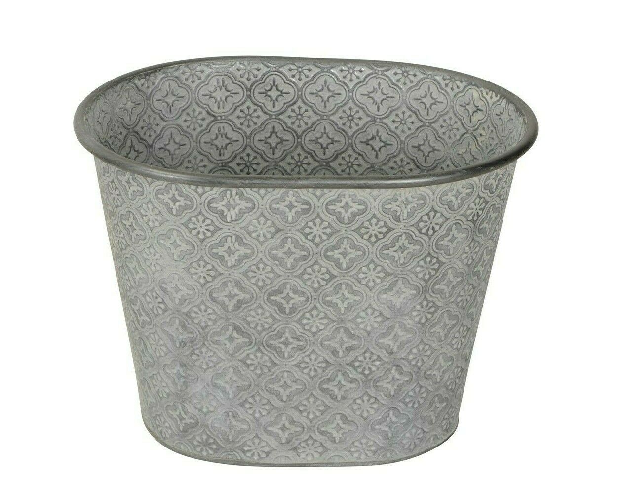 Pflanztopf oval Metall CHIC patina Vintage H21 cm