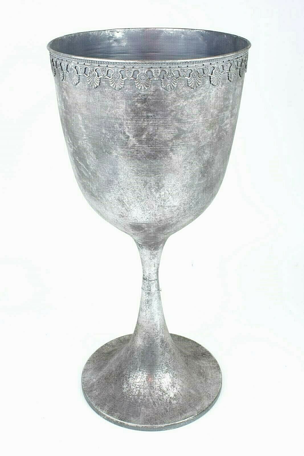 Pokal au Fuß Metall silber Vintage H59  cm