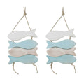 2 x Maritim Hänger Deko Mobile Fisch L40cm Holz hellblau/weiß
