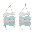 2 x Maritim Hänger Deko Mobile Fisch L40cm Holz hellblau/weiß