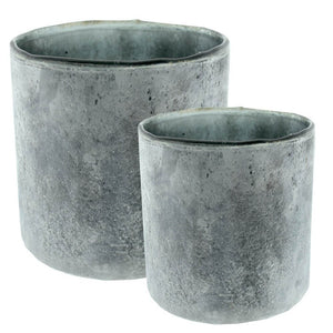 Windlicht Glas SHADDY grau antik 2erSet Ø 11+15cm