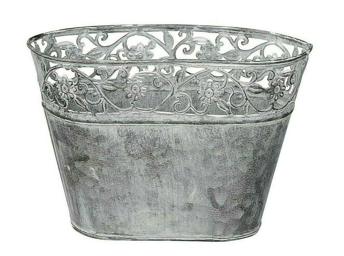 Schale oval Metall VILLA grau Pflanztopf  H15 cm