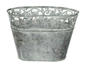 Schale oval Metall VILLA grau Pflanztopf  H15 cm